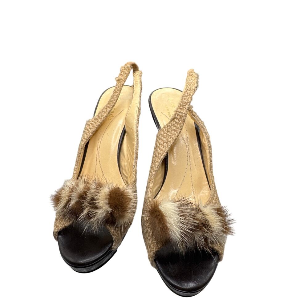 Kate Spade New York Animal Print Pony Hair Wooden Wedge Sandals 5.5